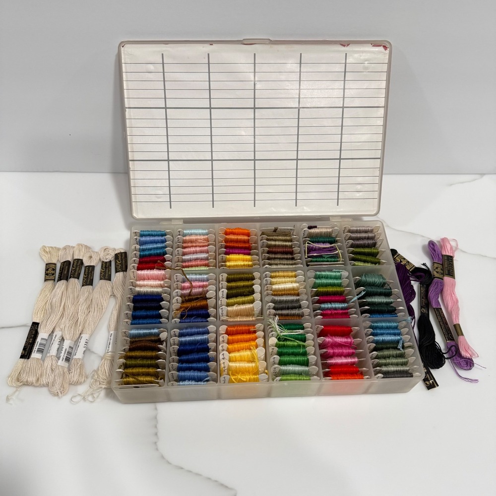 Vintageโ Lot 144+ Carded & New Embroidery Thread Floss in Case Many Colors DMC